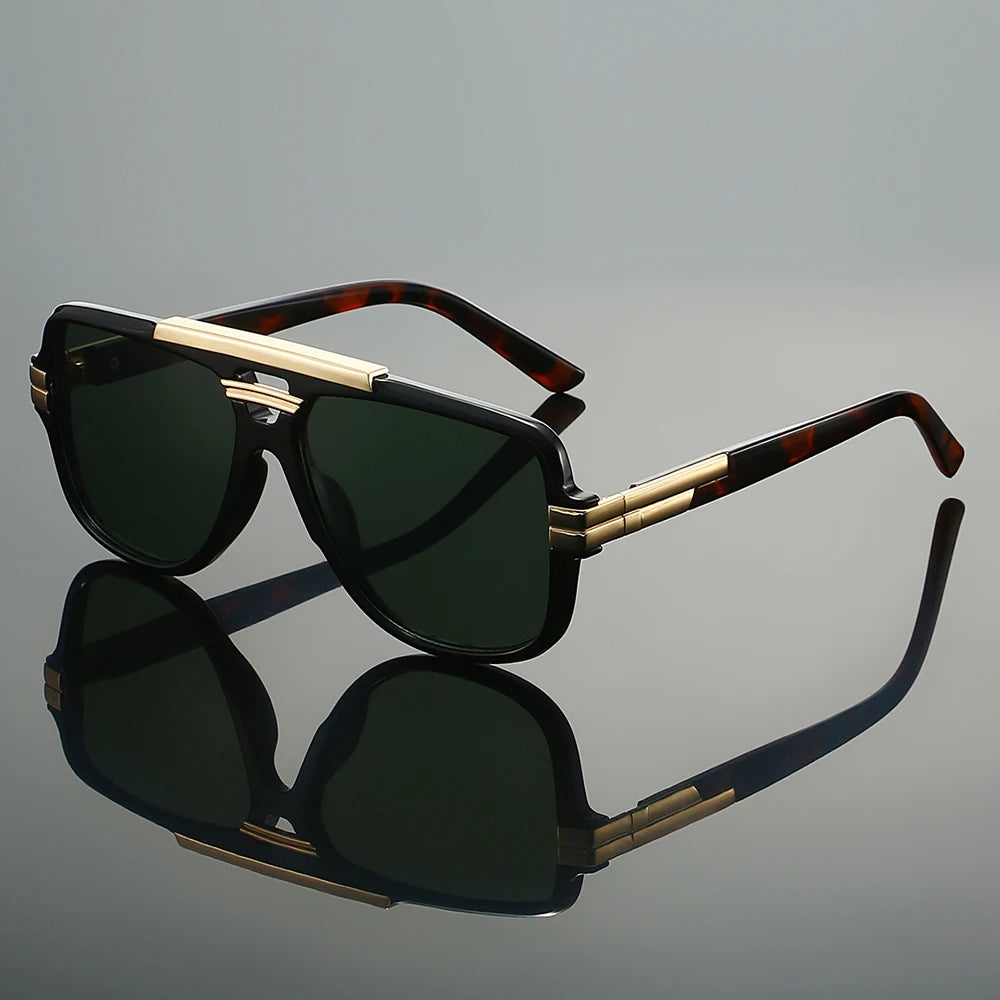 Double Bridge Pilot Sonnenbrille – Übergroß, UV400, Unisex