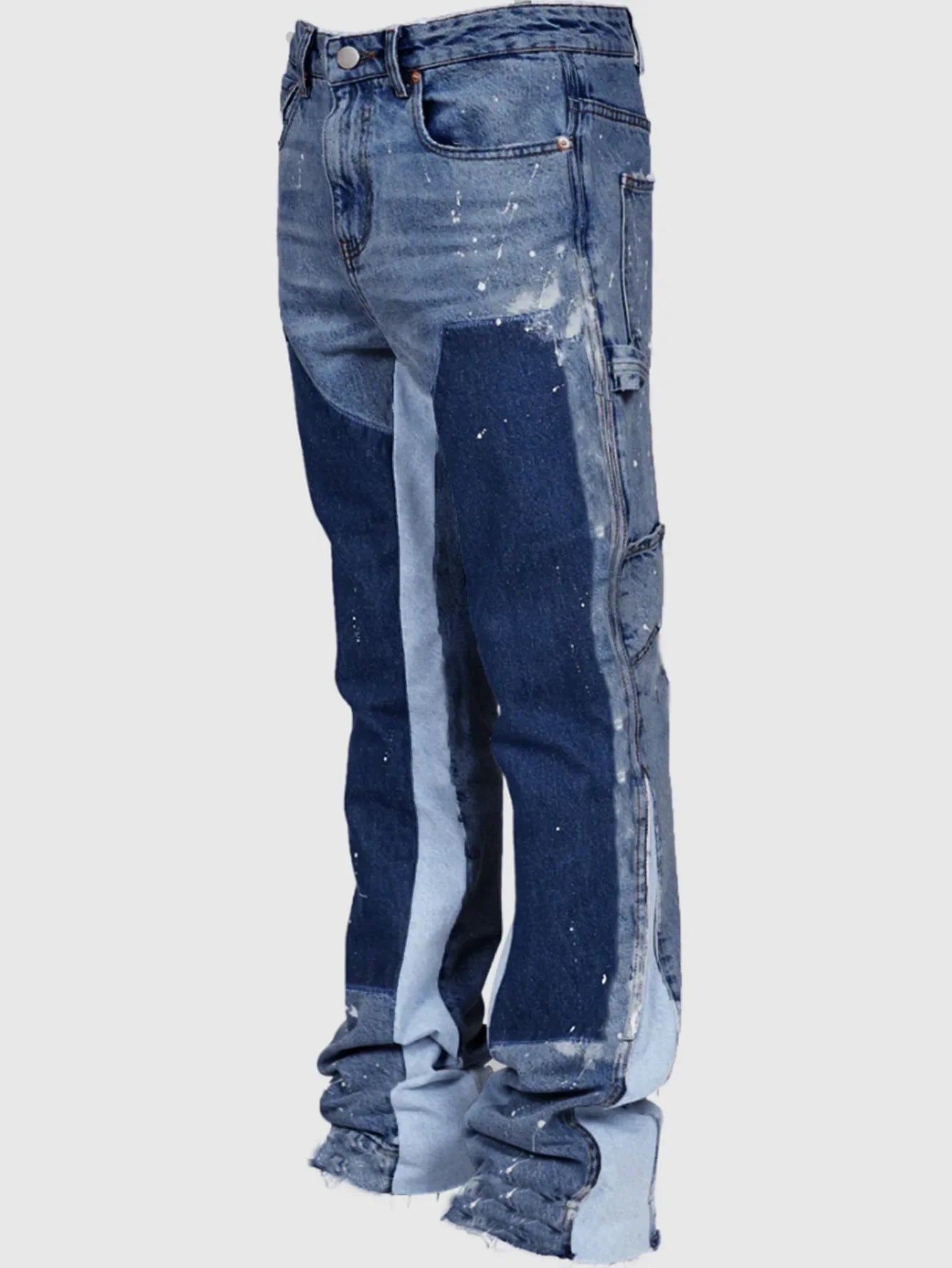 Herren Denim Schlaghose – Streetwear Patchwork Jeans S-XL