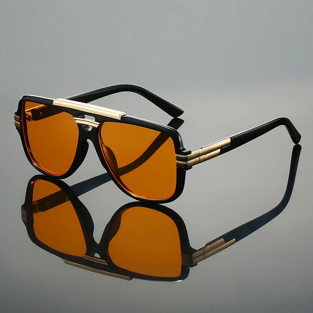 Double Bridge Pilot Sonnenbrille – Übergroß, UV400, Unisex