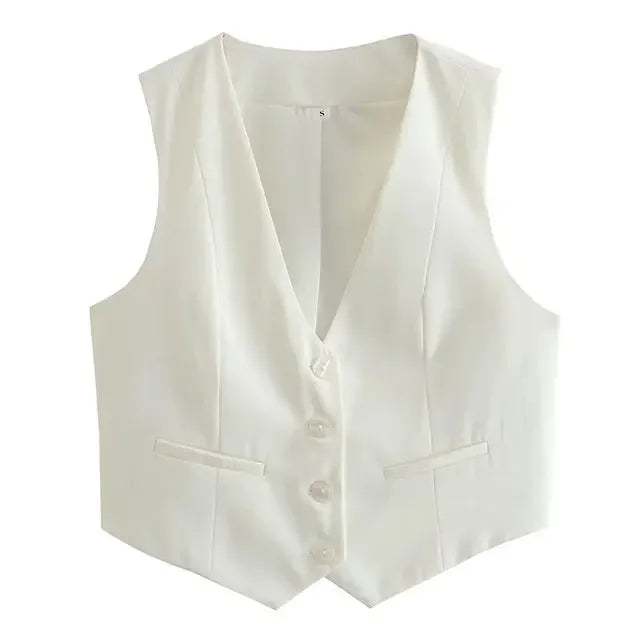 Damen Ärmellose Crop-Weste – Casual, Chic & Vielseitig