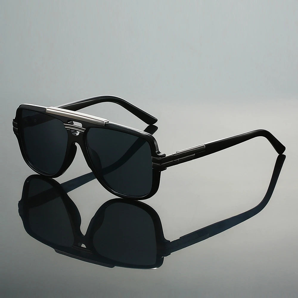 Double Bridge Pilot Sonnenbrille – Übergroß, UV400, Unisex