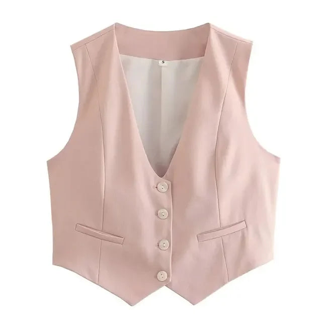 Damen Ärmellose Crop-Weste – Casual, Chic & Vielseitig