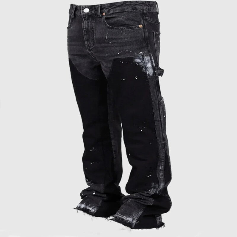 Herren Denim Schlaghose – Streetwear Patchwork Jeans S-XL