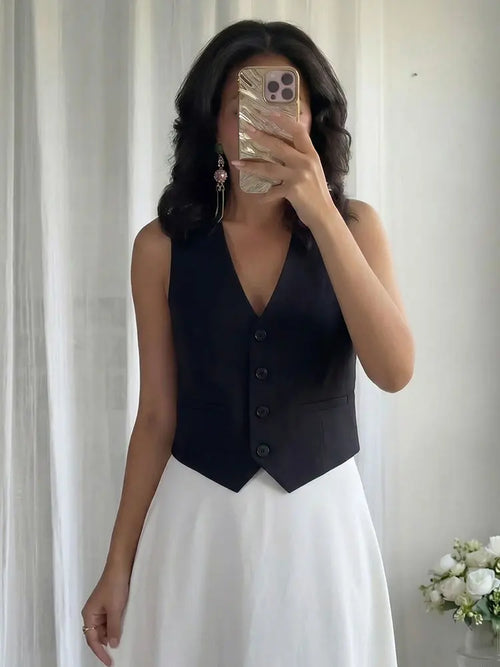 Damen Ärmellose Crop-Weste – Casual, Chic & Vielseitig