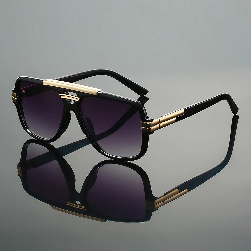 Double Bridge Pilot Sonnenbrille – Übergroß, UV400, Unisex