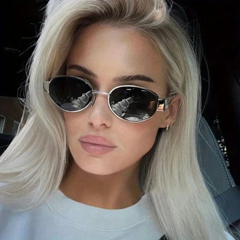 Ovale Damen Sonnenbrille mit Metallrahmen – Elegant & Trendig