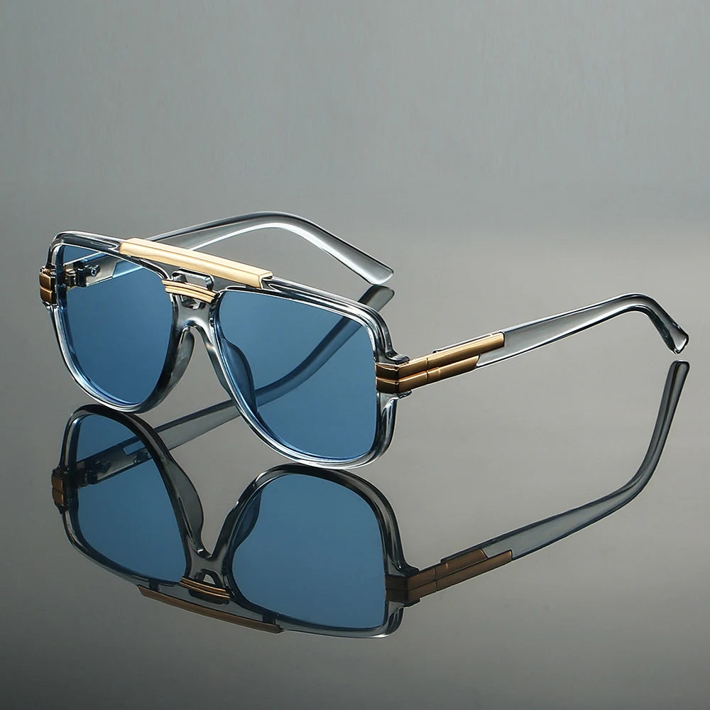 Double Bridge Pilot Sonnenbrille – Übergroß, UV400, Unisex