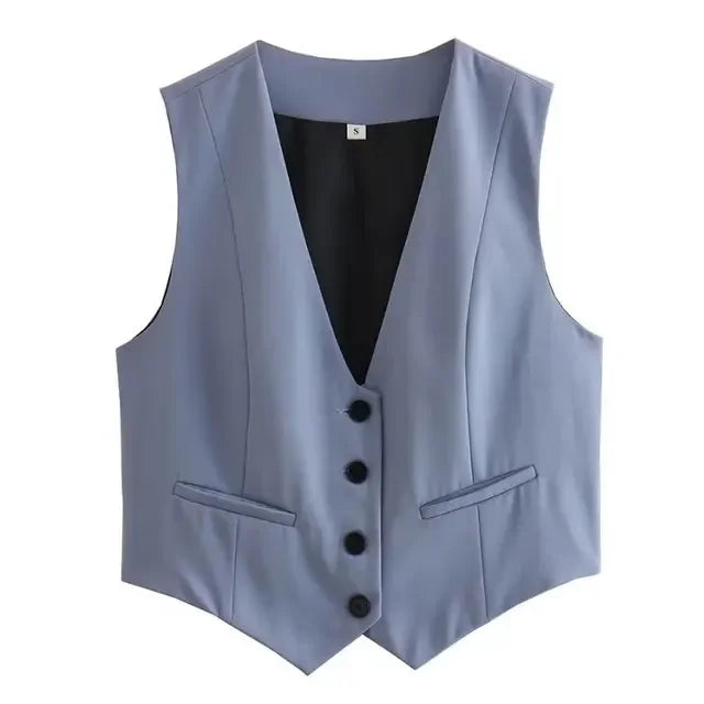 Damen Ärmellose Crop-Weste – Casual, Chic & Vielseitig