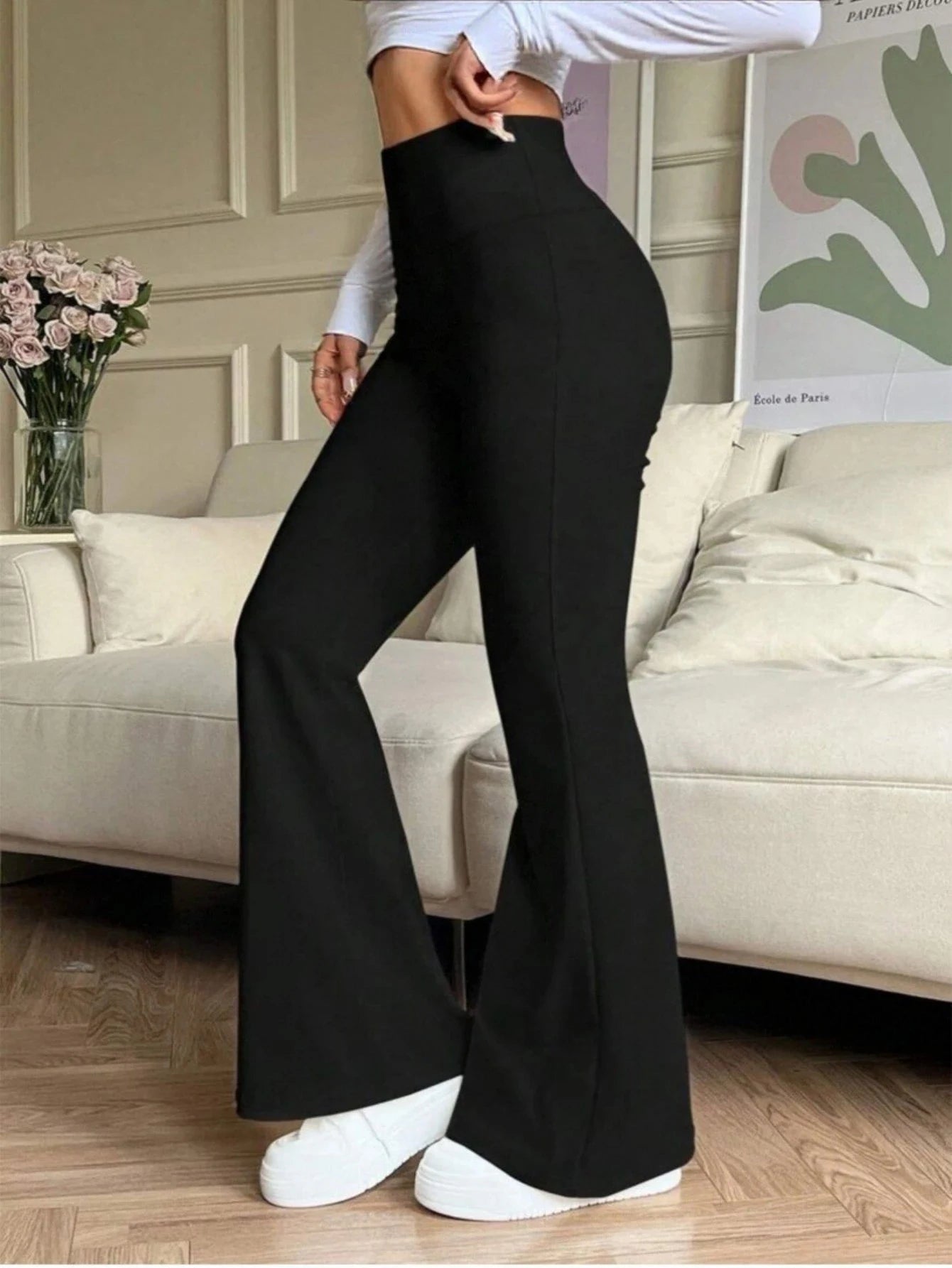 Damen Schlaghose mit Hoher Taille – Stylisch, Dehnbar & Bequem