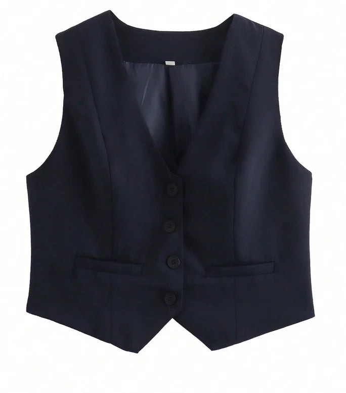 Damen Ärmellose Crop-Weste – Casual, Chic & Vielseitig