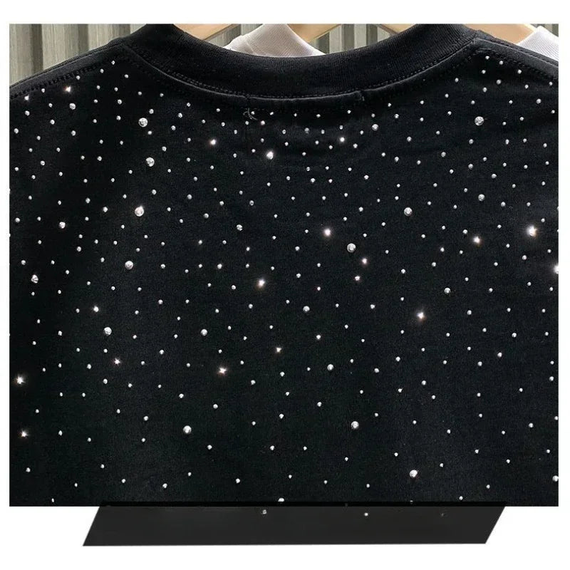 Strass Niet T-Shirt Herren – Kurzarm, Rundhals, Streetwear