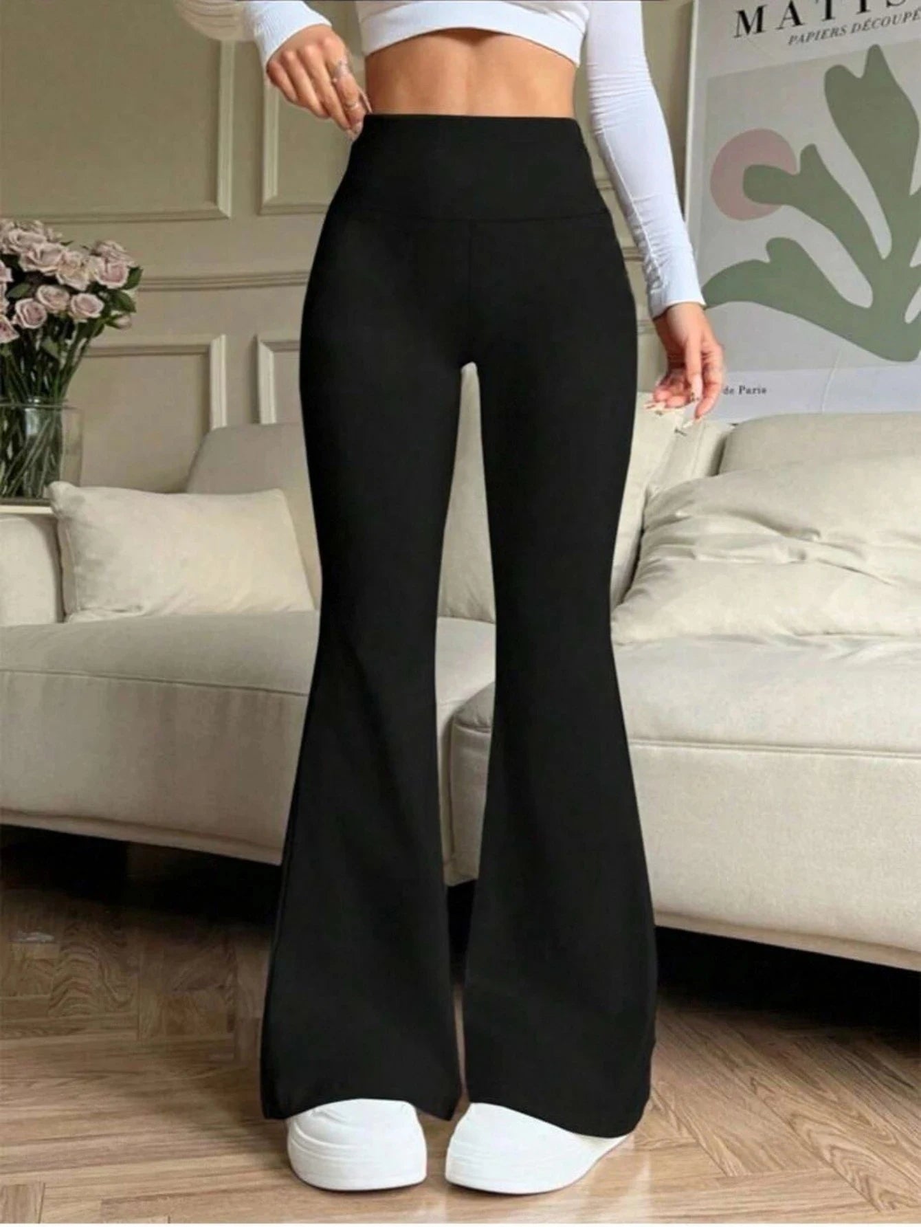 Damen Schlaghose mit Hoher Taille – Stylisch, Dehnbar & Bequem