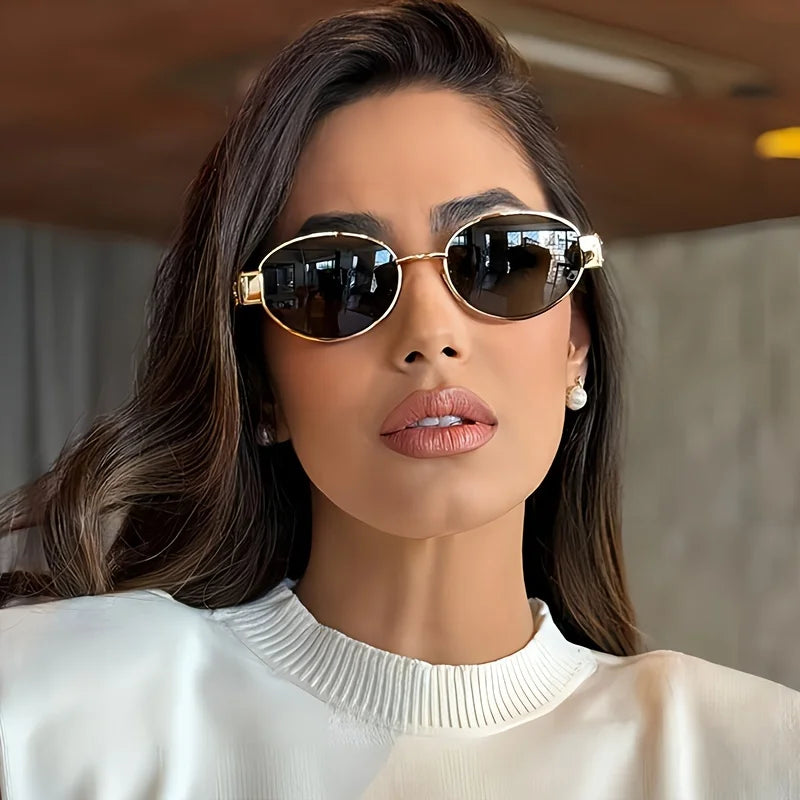 Ovale Damen Sonnenbrille mit Metallrahmen – Elegant & Trendig