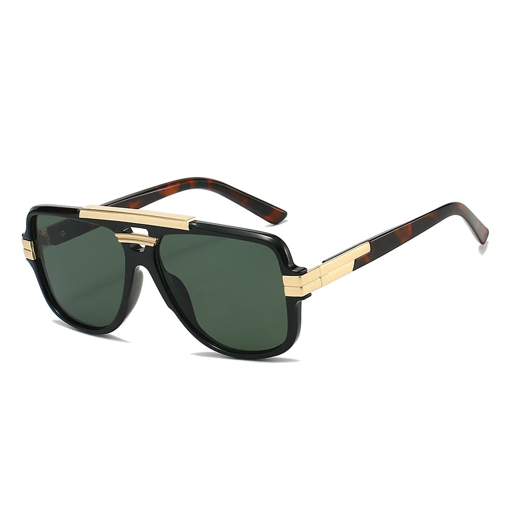 Double Bridge Pilot Sonnenbrille – Übergroß, UV400, Unisex